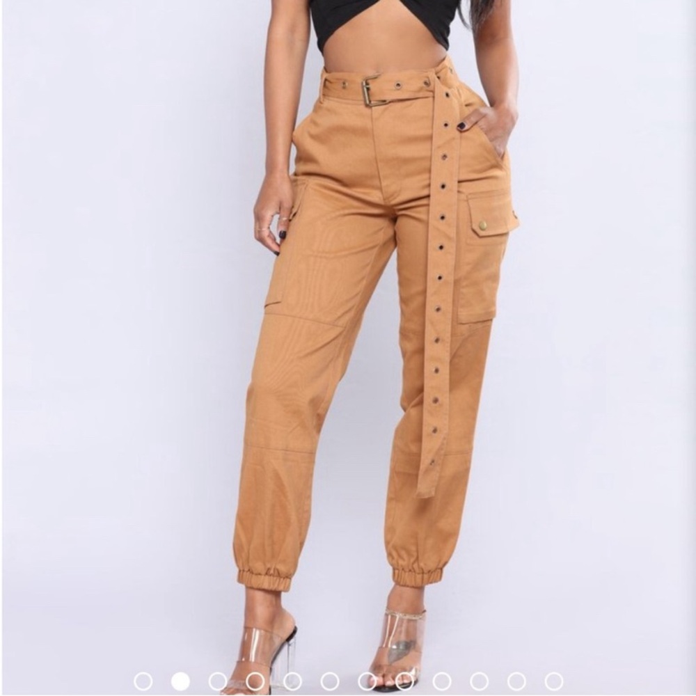Fashion nova Tan Cargo Pants with Belt